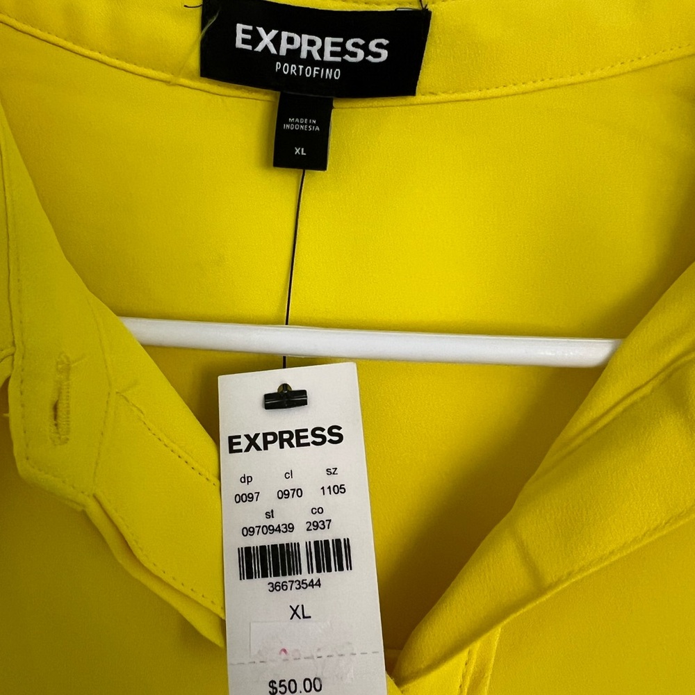 Express Women's Vibrant Yellow Button Down Shirt - Picture 2 of 2